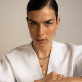 Nerelle - שרשרת חוליות משובצת אבן אמרלד אובלית